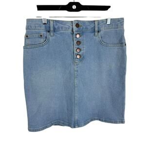 Boden Denim Cotton Light Wash Button Fly Straight Above Knee Jean Skirt Size 6